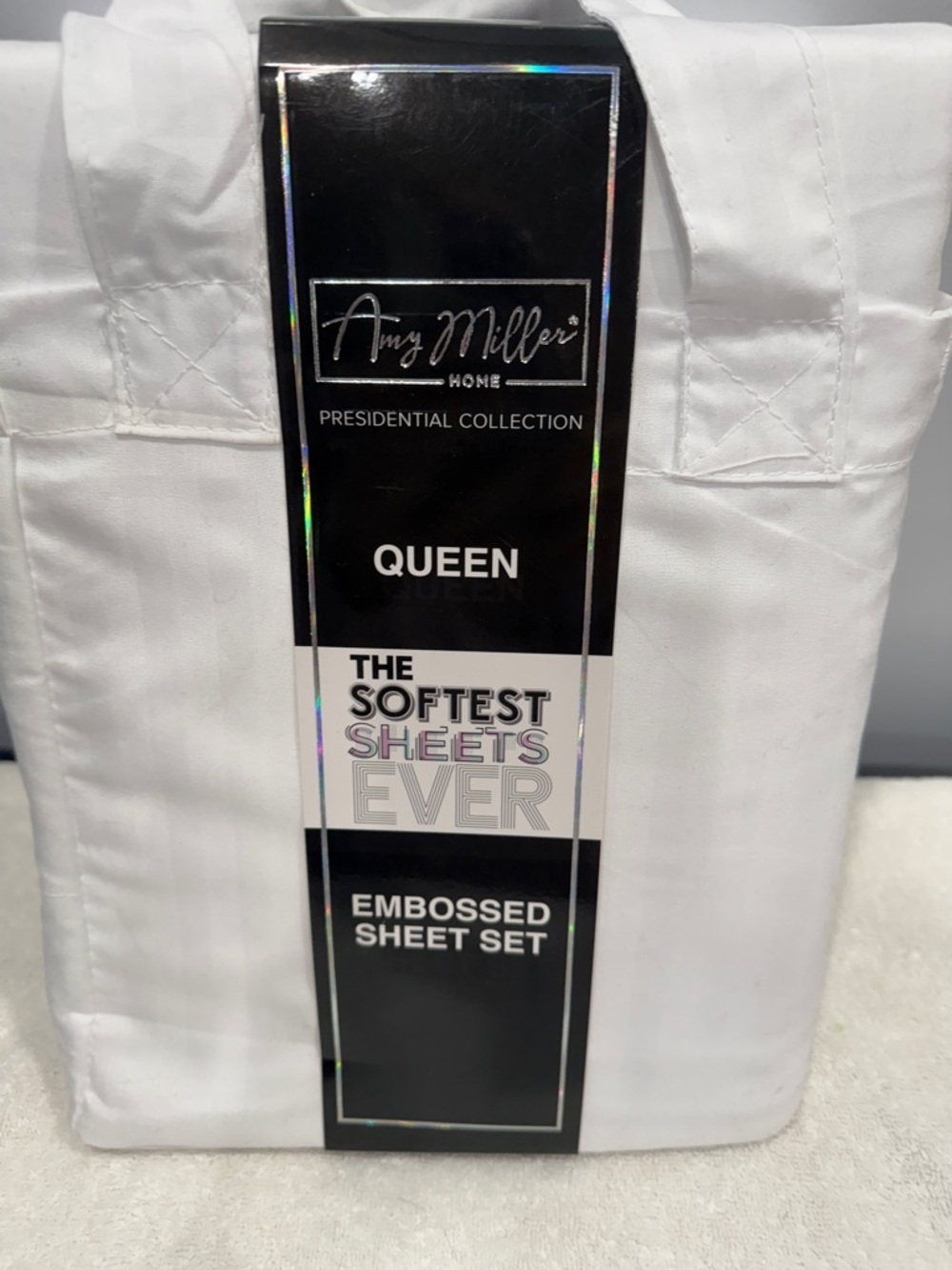 Amy Miller Home Queen Embossed Sheet Set - White
